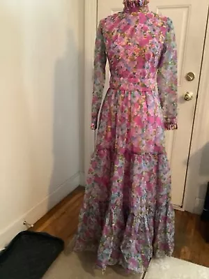 Vintage 60s 70s Floral Maxi Dress Dress Gown • $59.99