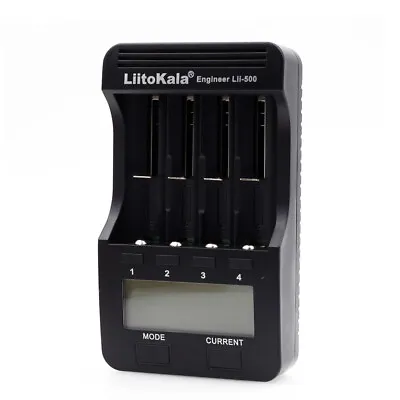 LiitoKala Lii-500 4 Slots Intelligent Battery Charger Kit For 26650/14500 Black • £16.58