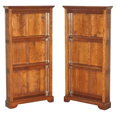 Pair Of Open Library Mahogany Bookcases Panelled Sides Height Adjustable Shelves • $3670.54
