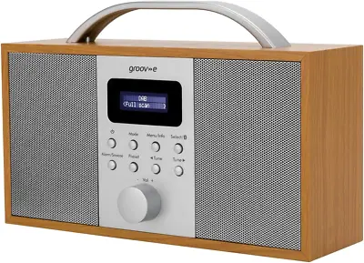 £52 • Buy Groov-e Boston Wooden DAB & FM Radio With Bluetooth & Alarm Clock | Portable DAB