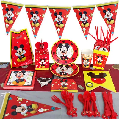 Red Micky Mouse Birthday Party Decorations Plate Napkin Cup Tableware Supplies • £12.99