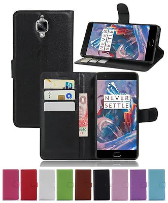 Wallet Leather Flip Card Holder Case Cover For OnePlus 3 Three Genuine Oz Seller • $5.89