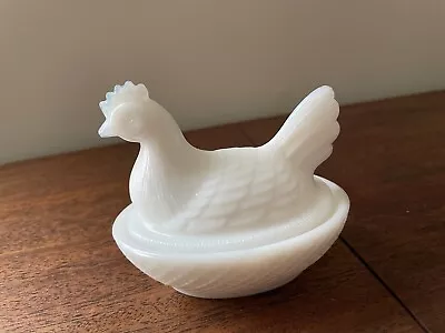 Vintage Small HON Hen On Nest White Milk Glass Chicken Easter Country Decor Gift • $26