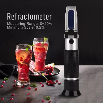 0-20% Brix Refractometer Sugar/Honey/Beer/Fruit /Wine/Beverages Brix Tester • £17.89