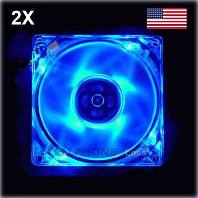 2X 120mm Computer PC Clear Case Cooling Fan With LED - Blue • $10.98