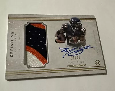 2015 Topps Definitive Patch *ON CARD AUTO* Matt Forte  #06/99 3 COLOR PATCH • $85