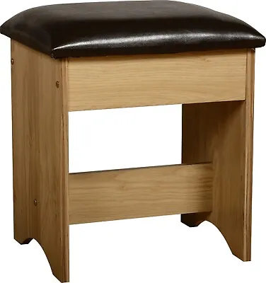 Charles 1 Drawer Dressing Table Stool Oak Effect Veneer/Brown Faux Leather • £31.95