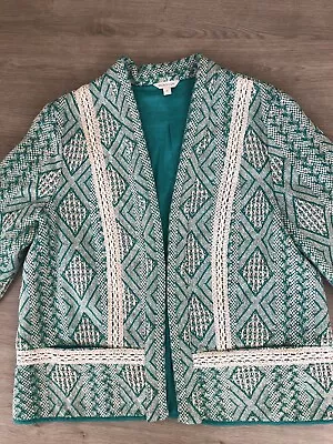 Monsoon Jacket.Size Medium.Green.Tapestry Style. Woven. Boho.Peasant.Excellent • £22