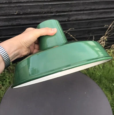 £9.99 • Buy Vintage Green Enamel Factory Lamp Shade