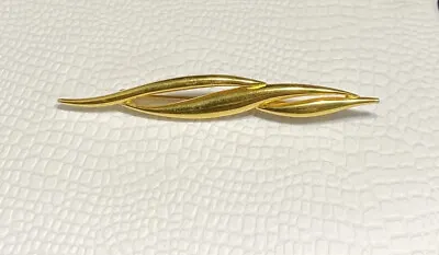 Vintage Monet Gold Tone Swirled Modernist Brooch Pin Costume Signed • $12