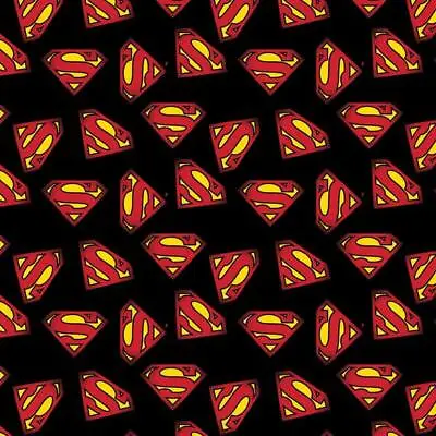 Fat Quarter Superman Logo On Black DC Comics 100% Cotton Quilting Fabric • £3.14