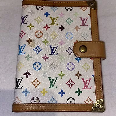 Louis Vuitton Murakami Multi-Color White Leather Agenda PM Diary Passport Holder • $325