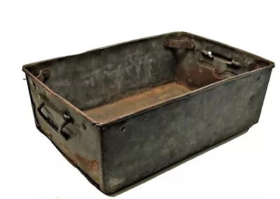 Vintage Industrial Rectangle Galvanised Metal Tote Box Storage Planter • £24.99