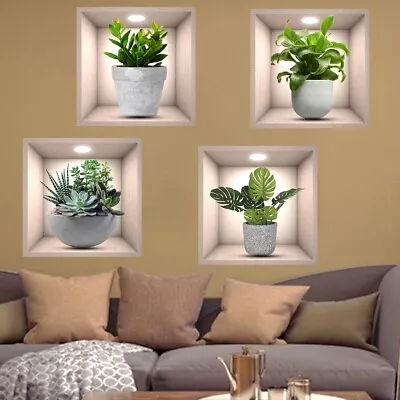 4/5/6PCS Set Art Magic 3D Green Plants Flowers Decals Home Decor Wall Stickers • £7.79