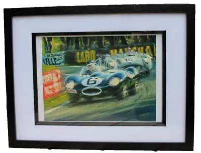 Mike Hawthorn Jaguar Fangio Mercedes SLR Le Mans 1955 Klaus Wagger Framed Print • £24.95