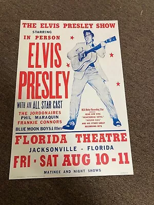 Elvis Presley 1956 Florida Theater Jacksonville Cardstock Concert Poster 12x18 • $8.49