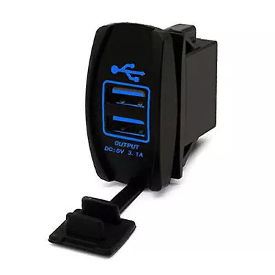 1Pc DC 5V 3.1A Dual USB Phone Charger Blue LED Indicator Power Supply Waterproof • $10.11