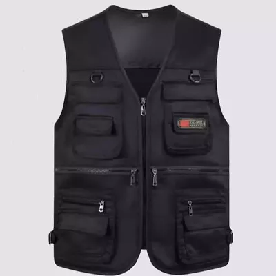 Mens Utility Vest With Multiple Pockets Travel Photography Fishing Camping Hike • $18.99