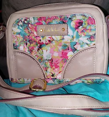 Nicole Miller New York Small Floral Crossbody Bag Adj Strap Zippered Purse • $11