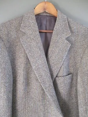 Magee Brown Herringbone Wool Mohair Cashmere Blazer Coat Jacket 46L • $159.99