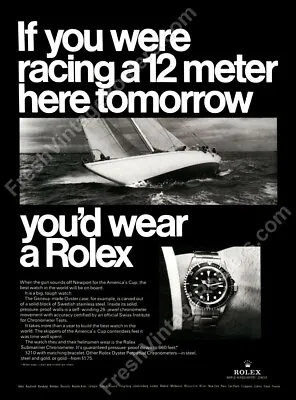 1960s Rolex Submariner Watch 12 Meter Yacht Photo Vintage Ad NEW Poster 18 X 24 • $21.25