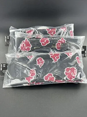 $9.99 • Buy AKATSUKI CLOUD SOCKS Naruto Shippuden - Black & Dark Red Logo 8-12 Mens Size 3PK
