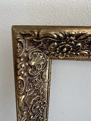 Vtg Ornate Embossed Antique Gold Wood Picture FRAME Mirror 21x27 • $199.99