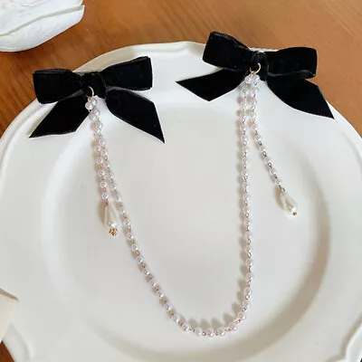 Tassel Elegant Bow Pearl Chain Hairpins Sweet Hair Decorate Headband Hair Clip • £5.60