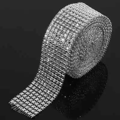£7.80 • Buy 3 Metre Lengths - Silver Diamante Diamond Effect Ribbon Trim Cake Craft Bridal