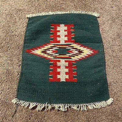 Vintage Handwoven Southwest Mexico Wool Rug Wall Hanging Runner 15.5”x 18.5” • $29.39