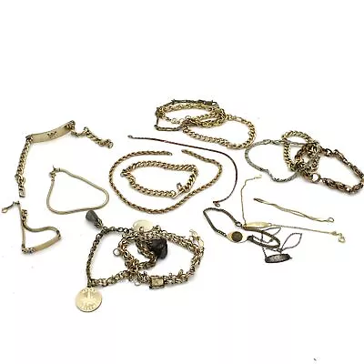 Vintage Yellow Gold Filled Engraved Chain & Charm Bracelets Lot Of 18 #724-10 • $0.99