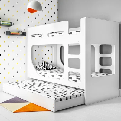 £369.92 • Buy Braxton Kids Bunk Bed With Pull Out Trundle In White BRX001