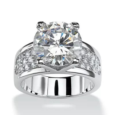 Women Charm Jewelry Round Cubic Zircon Wedding 925 Silver Filled Ring Sz 6-10 • £3.96