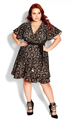CITY CHIC Plus Size S-16  NWT DRESS SWEET LUV BLACK NUDE • $55