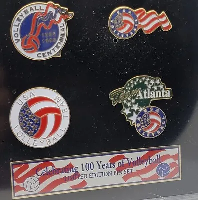 4 Volleyball Pins Vintage Team Atlanta U.S.A. Sealed Case Metal New Set 1995 • $4.95