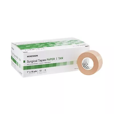 McKesson Beige Paper Medical Tape 1  X 10 Yd 1 Box 12 Rolls/Box 16-47310T • $10.44