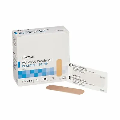 McKesson Plastic Adhesive Bandages Band-Aid Strips Sterile 1 X 3  Tan 100 Ct • $5.83