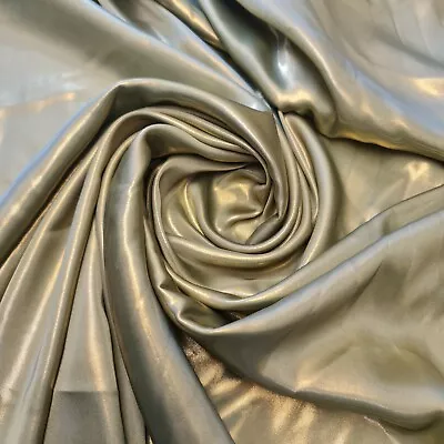 Shimmer Foil Satin Fabric Drape Flow Dress Decor Craft Material 58  By Meter • £4.30