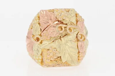 Black Hills Gold Leaves And Grapes Statement Ring 10k Multi-Tone Gold Size 11.5 • $661.99