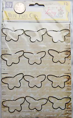 Set 12 BUTTERFLY Paper Clips Metal Shaped Office Scrapbook Prima • $4