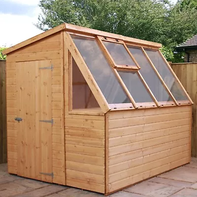 GARDEN POTTING SHED GREENHOUSE WOODEN GROW PENT LEFT RIGHT DOOR 8ft X 6ft 8x6 • £899.94