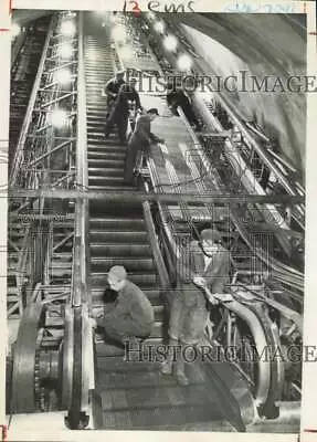 1951 Press Photo Workers Installing Escalator At Subway Station In Moscow • $9.99