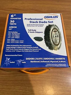 Oshlun 6-Inch 6” 30 Tooth Stack Dado Set With 5/8-Inch Arbor New • $76.99