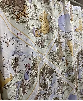 Vtg Classic Winnie The Pooh & Friends Fabric Shower Curtain 69 X69  Cotton Blend • $20