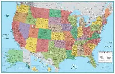 £6.99 • Buy United States Of America USA Map Poster Print T1514 |A4 A3 A2 A1 A0|