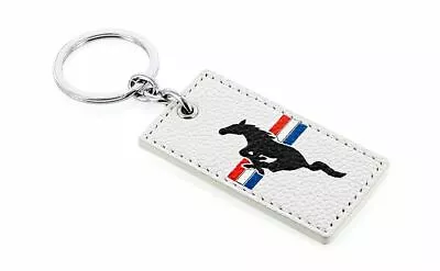 Mustang White Leather 2-Sided Key Chain * We Ship This Worldwide & FREE To USA😎 • $14