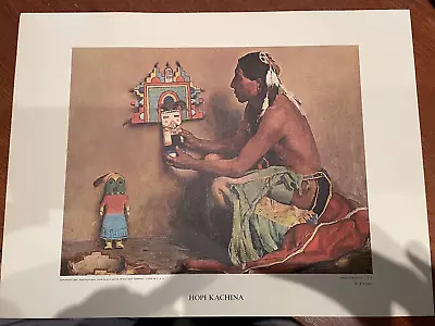 Santa Fe Railroad 1963 Diner Menu Kachina Doll Hopi Indian E.I. Couse Art Litho • $44.99