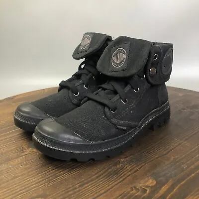 Palladium Baggy Womens Size 7 Black Canvas High Top Combat Boots • £30.87