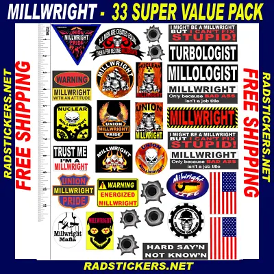 MILLWRIGHT 33 Assorted Millwright Stickers Value Pack SH-19 • $17