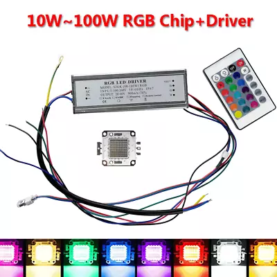 RGB Led Chip Driver 100w 50w 30w 20w 10w Cob Light Lamp 24 Keys Remote Control • $28.27